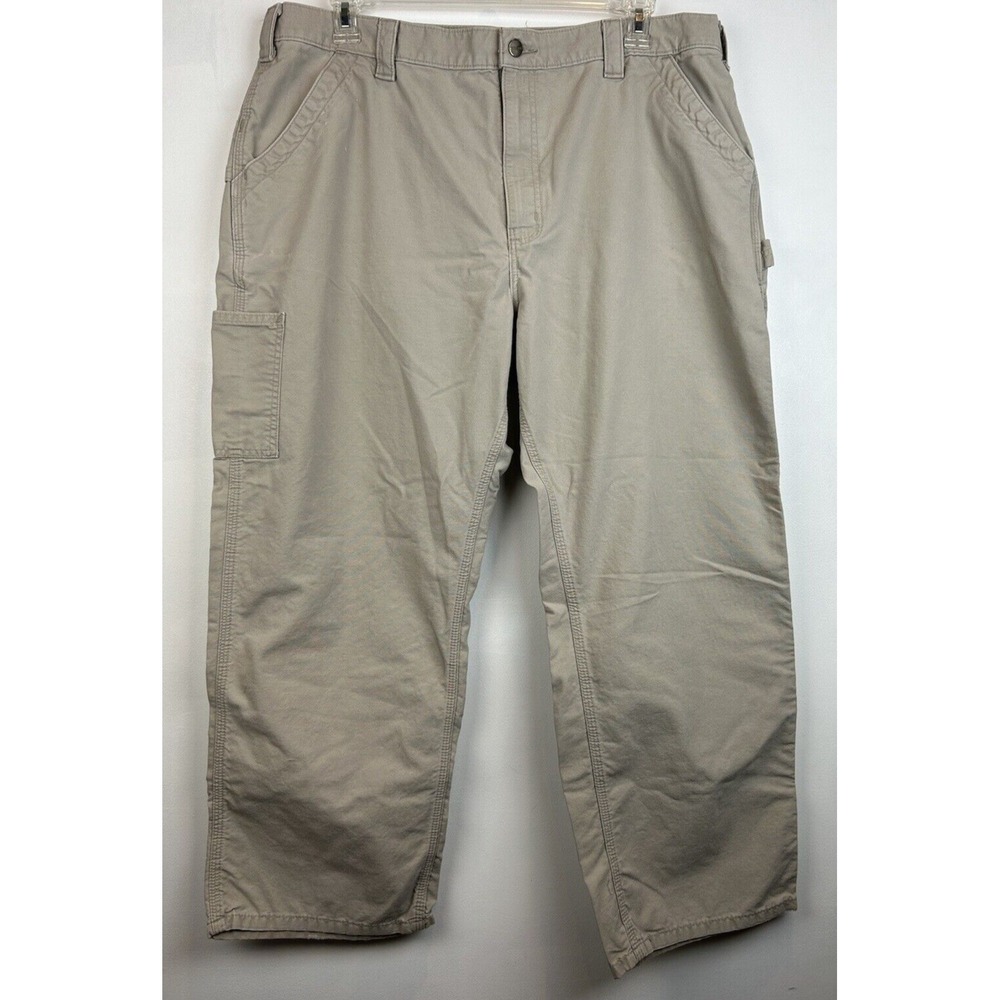 Carhartt Dungaree Work Pants 42x30 Tan Utility Canvas B151 Carpenter 40x28 Read